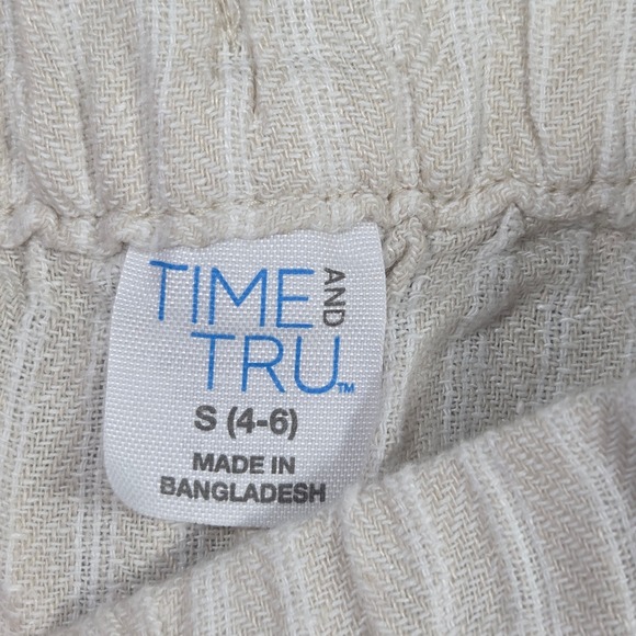 Time and Tru Women's Striped Linen Blend Drawstring Shorts Size S Beach Vacation - Picture 5 of 7